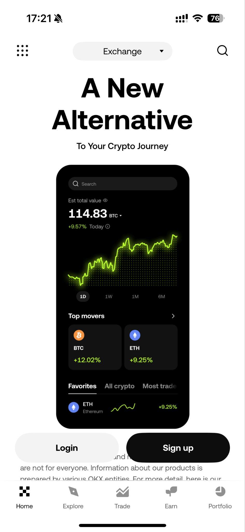 OKX app sign-up screen